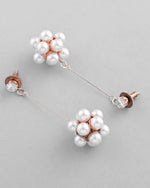 Rose Gold-Plated Handcrafted Floral Pearl Drop Earrings-VOJ341