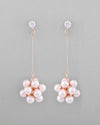 Rose Gold-Plated Handcrafted Floral Pearl Drop Earrings-VOJ341