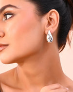 Silver Plated Teardrop-Shaped Stud Earrings-VOJ342