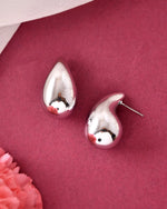 Silver Plated Teardrop-Shaped Stud Earrings-VOJ342