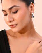 Silver Plated Teardrop-Shaped Stud Earrings-VOJ342