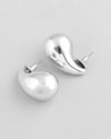 Silver Plated Teardrop-Shaped Stud Earrings-VOJ342