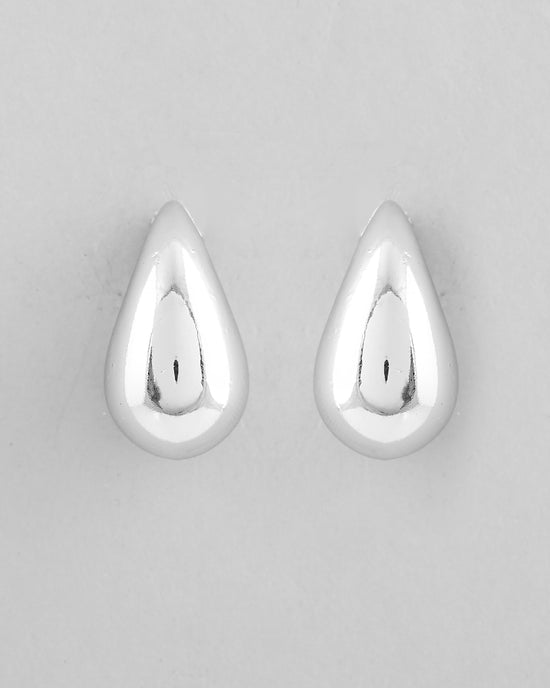 Silver Plated Teardrop-Shaped Stud Earrings-VOJ342