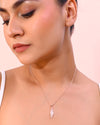 Rose Gold Plated Chain With AD Studded Leaf Shaped Pendent-VOJ349