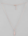 Rose Gold Plated Chain With AD Studded Leaf Shaped Pendent-VOJ349