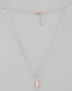 Rose Gold Plated Chain With AD Studded Leaf Shaped Pendent-VOJ349