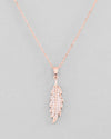 Rose Gold Plated Chain With AD Studded Leaf Shaped Pendent-VOJ349