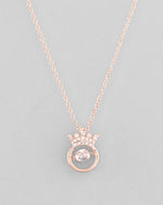 Rose Gold Plated Chain With AD Studded crown Shaped Pendent-VOJ350