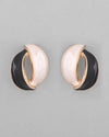 Gold-Plated Korean Style Black And White Studs Earrings-VOJ352