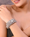 Silver-Plated Ghungroo Studded Oxidized Cuff Bracelet-VOJ360