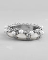 Silver-Plated Pearl And Ghungroo Studded Oxidized Cuff Bracelet-VOJ363