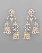 Gold plated Kundan Contemporary Up & Down Jhumka Earrings-VOJ369