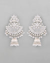 Silver plated Kundan Contemporary Jhumka Earrings-VOJ371