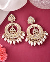 Gold Plated Kundan Studded White ChandBali Earrings-VOJ376