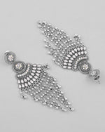 Silver-Plated Ghungroo Oxidized Drop Long Earrings-VOJ377