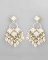 Gold Plated geometrical Shaped Classic Drop Earrings-VOJ378