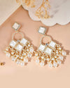 Gold Plated geometrical Shaped Classic Drop Earrings-VOJ378