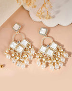 Gold Plated geometrical Shaped Classic Drop Earrings-VOJ378