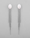 Silver-Plated Handcrafted Pearl Studded Classic Drop Earrings-VOJ379