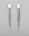 Silver-Plated Handcrafted Pearl Studded Classic Drop Earrings-VOJ379