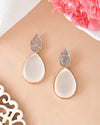 Gold Plated CZ-Studded Korean Drop Earrings-VOJ381