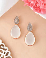 Gold Plated CZ-Studded Korean Drop Earrings-VOJ381