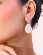 Gold Plated CZ-Studded Korean Drop Earrings-VOJ381