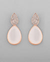 Gold Plated CZ-Studded Korean Drop Earrings-VOJ381