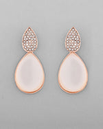 Gold Plated CZ-Studded Korean Drop Earrings-VOJ381