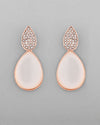 Gold Plated CZ-Studded Korean Drop Earrings-VOJ381