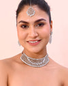 Silver Plated CZ-Stone Studded Choker Set With Mangtikka-VOJ383