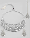 Silver Plated CZ-Stone Studded Choker Set With Mangtikka-VOJ383