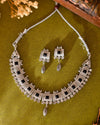 Silver Plated Black Stone Studded Oxidized Jewellery Set-VOJ385