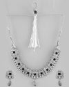 Silver Plated Black Stone Studded Oxidized Jewellery Set-VOJ385