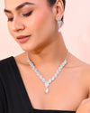 Silver Plated CZ-Stone Studded With Pearl Jewellery Set-VOJ388