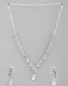 Silver Plated CZ-Stone Studded With Pearl Jewellery Set-VOJ388