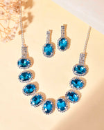 Silver Plated AD-Stone Studded With Blue Stone Choker Set-VOJ391