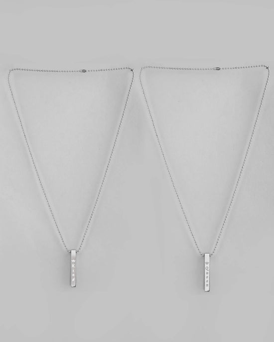 Silver Plated Couple King & Queen Chain Set-VOJ398