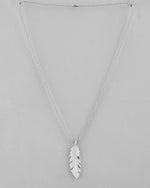 Silver Plated Men Chain With Leaf Shaped Pendent-VOJ399