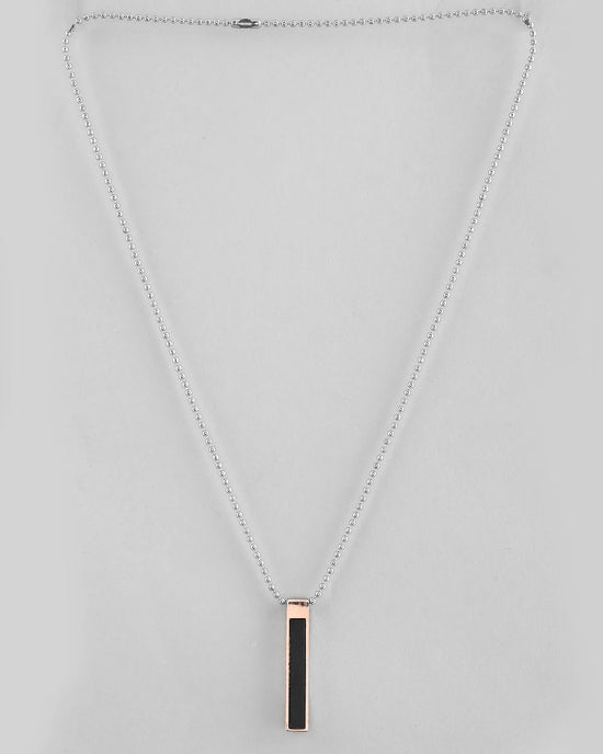 Silver Plated Men Chain With Rectangular Shaped Pendent-VOJ400