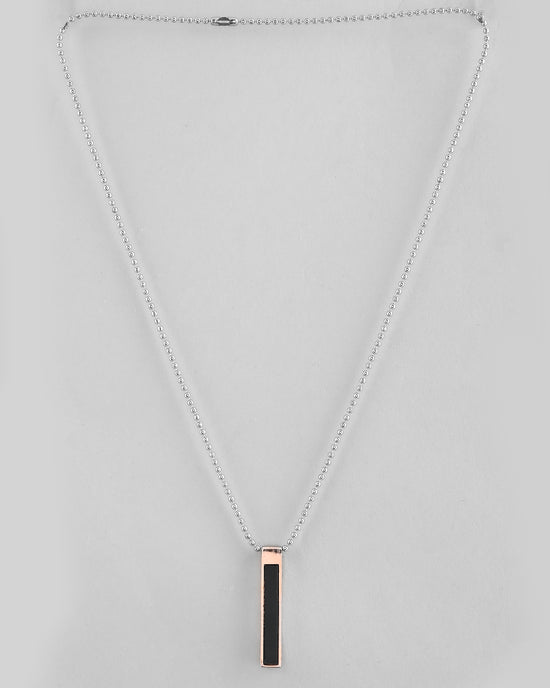 Silver Plated Men Chain With Rectangular Shaped Pendent-VOJ400