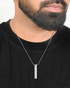 Silver Plated Men Chain With Rectangular Shaped AD Stone Studded Pendent-VOJ401