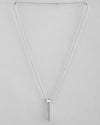 Silver Plated Men Chain With Rectangular Shaped AD Stone Studded Pendent-VOJ401