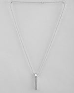 Silver Plated Men Chain With Rectangular Shaped AD Stone Studded Pendent-VOJ401