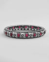 Rhodium Plated Red Stone Studded Kada Bracelet-VOJ402