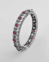 Rhodium Plated Red Stone Studded Kada Bracelet-VOJ402