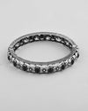 Rhodium Plated Black Stone Studded Kada Bracelet-VOJ404