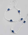 Set Of 2 Silver Plated Evil Eye Anklet-VOJ406