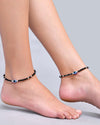 Set Of 2 Evil Eye Black Beads Adjustable Anklet-VOJ410