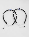 Set Of 2 Evil Eye Black Beads Adjustable Anklet-VOJ410